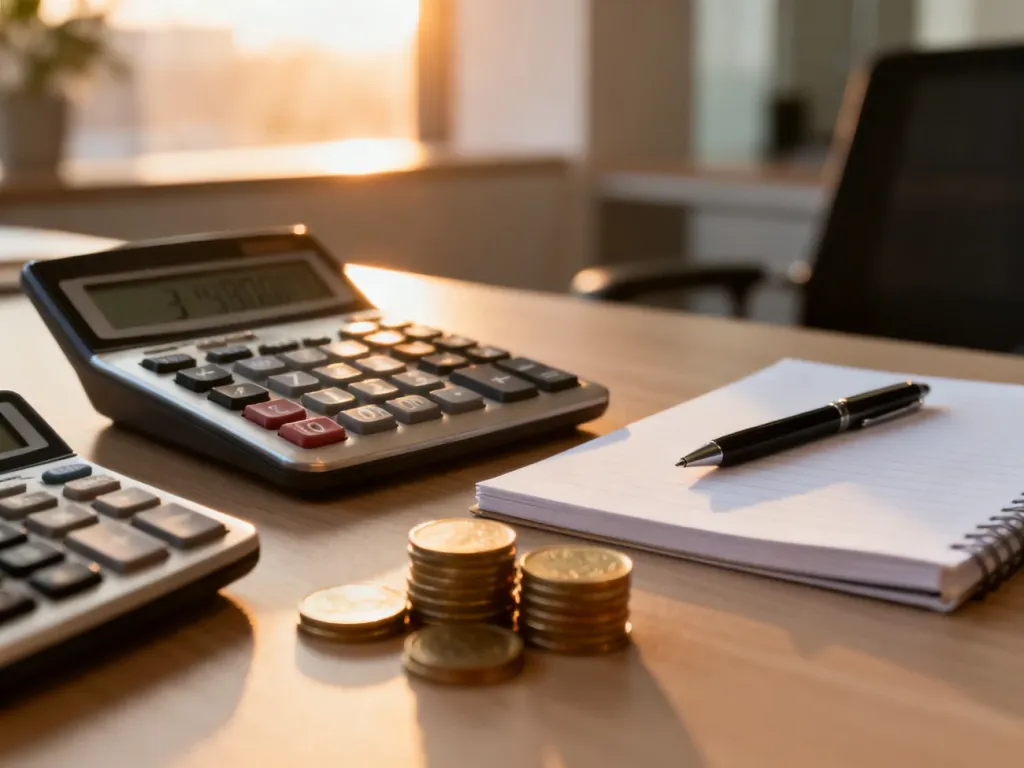 Kalkulator i notatnik na biurku, symbolizujące precyzyjne obliczenia podatkowe i profesjonalne planowanie finansów.