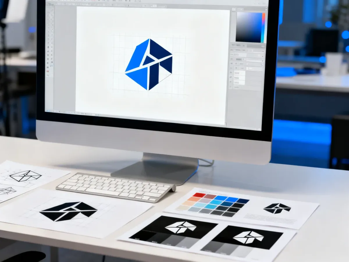 Projektowanie logo w programie wektorowym z przygotowanymi wariantami znaku